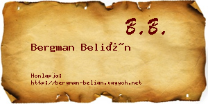 Bergman Belián névjegykártya